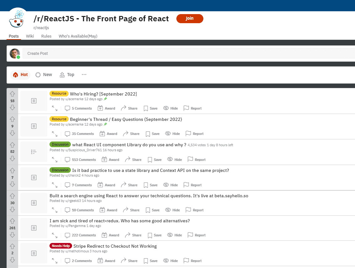 The ReactJS subreddit